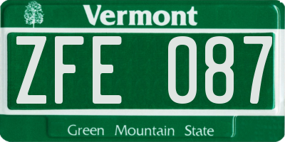 VT license plate ZFE087