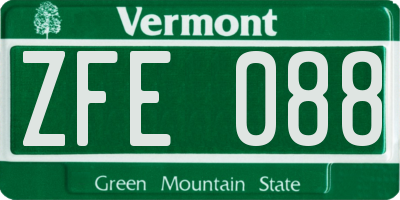 VT license plate ZFE088