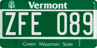 VT license plate ZFE089