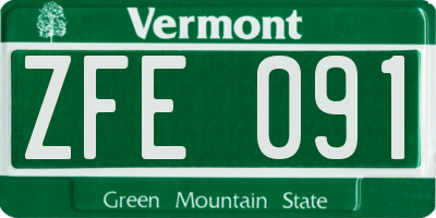 VT license plate ZFE091