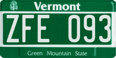 VT license plate ZFE093
