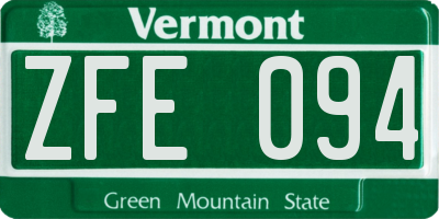 VT license plate ZFE094