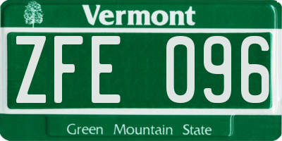 VT license plate ZFE096