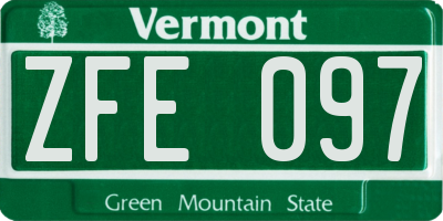 VT license plate ZFE097