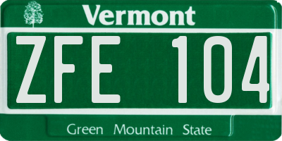 VT license plate ZFE104