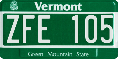 VT license plate ZFE105