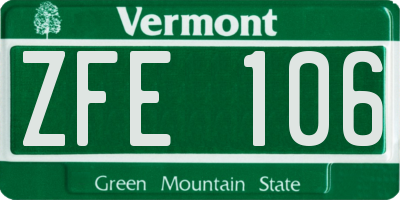 VT license plate ZFE106