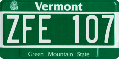 VT license plate ZFE107
