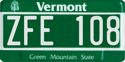 VT license plate ZFE108