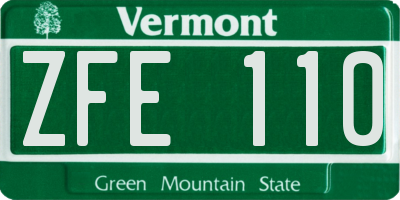 VT license plate ZFE110