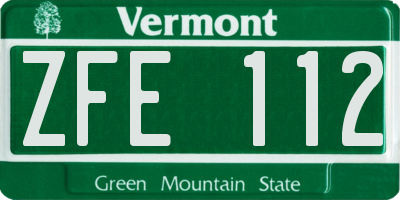 VT license plate ZFE112