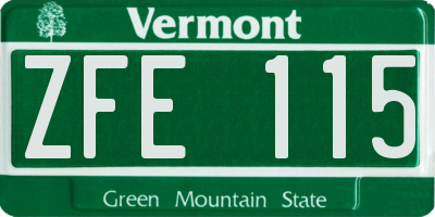 VT license plate ZFE115