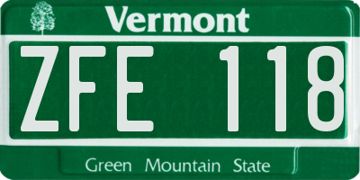 VT license plate ZFE118