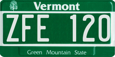 VT license plate ZFE120