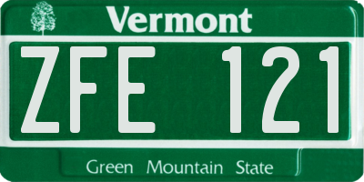 VT license plate ZFE121