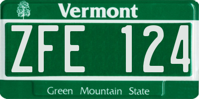VT license plate ZFE124
