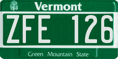 VT license plate ZFE126