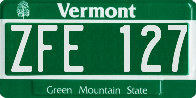 VT license plate ZFE127