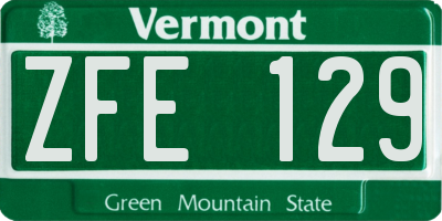 VT license plate ZFE129