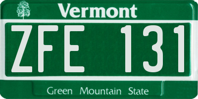 VT license plate ZFE131