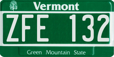 VT license plate ZFE132
