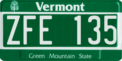 VT license plate ZFE135