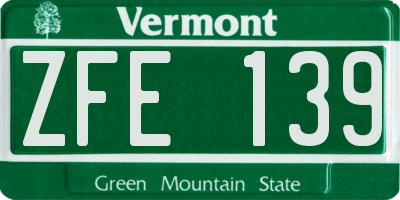 VT license plate ZFE139