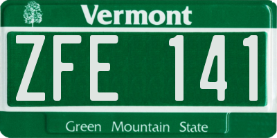 VT license plate ZFE141