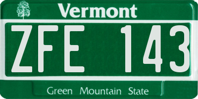 VT license plate ZFE143