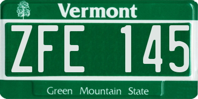 VT license plate ZFE145