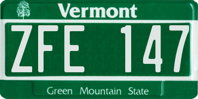 VT license plate ZFE147