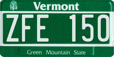 VT license plate ZFE150