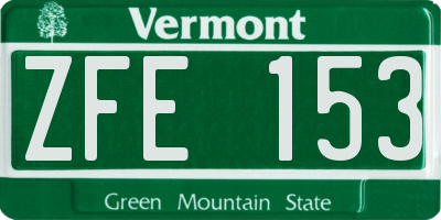 VT license plate ZFE153