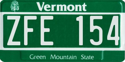 VT license plate ZFE154