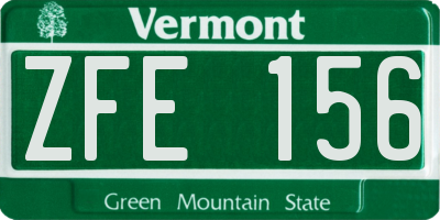 VT license plate ZFE156