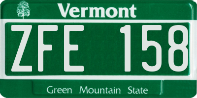 VT license plate ZFE158