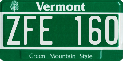 VT license plate ZFE160