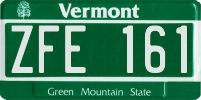 VT license plate ZFE161