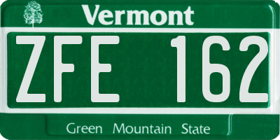 VT license plate ZFE162