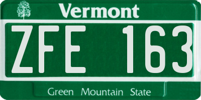 VT license plate ZFE163