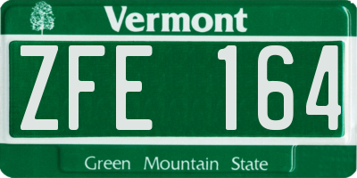VT license plate ZFE164