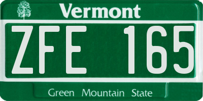 VT license plate ZFE165
