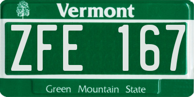 VT license plate ZFE167