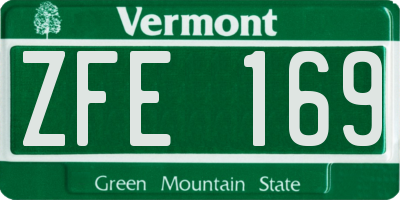 VT license plate ZFE169