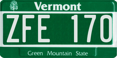 VT license plate ZFE170