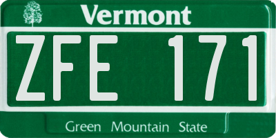 VT license plate ZFE171