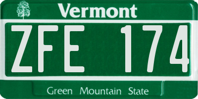 VT license plate ZFE174