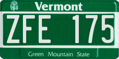 VT license plate ZFE175