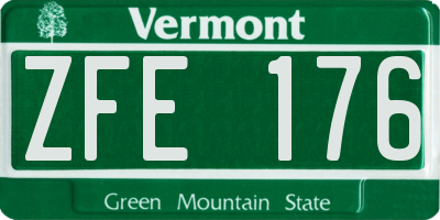 VT license plate ZFE176