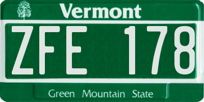 VT license plate ZFE178